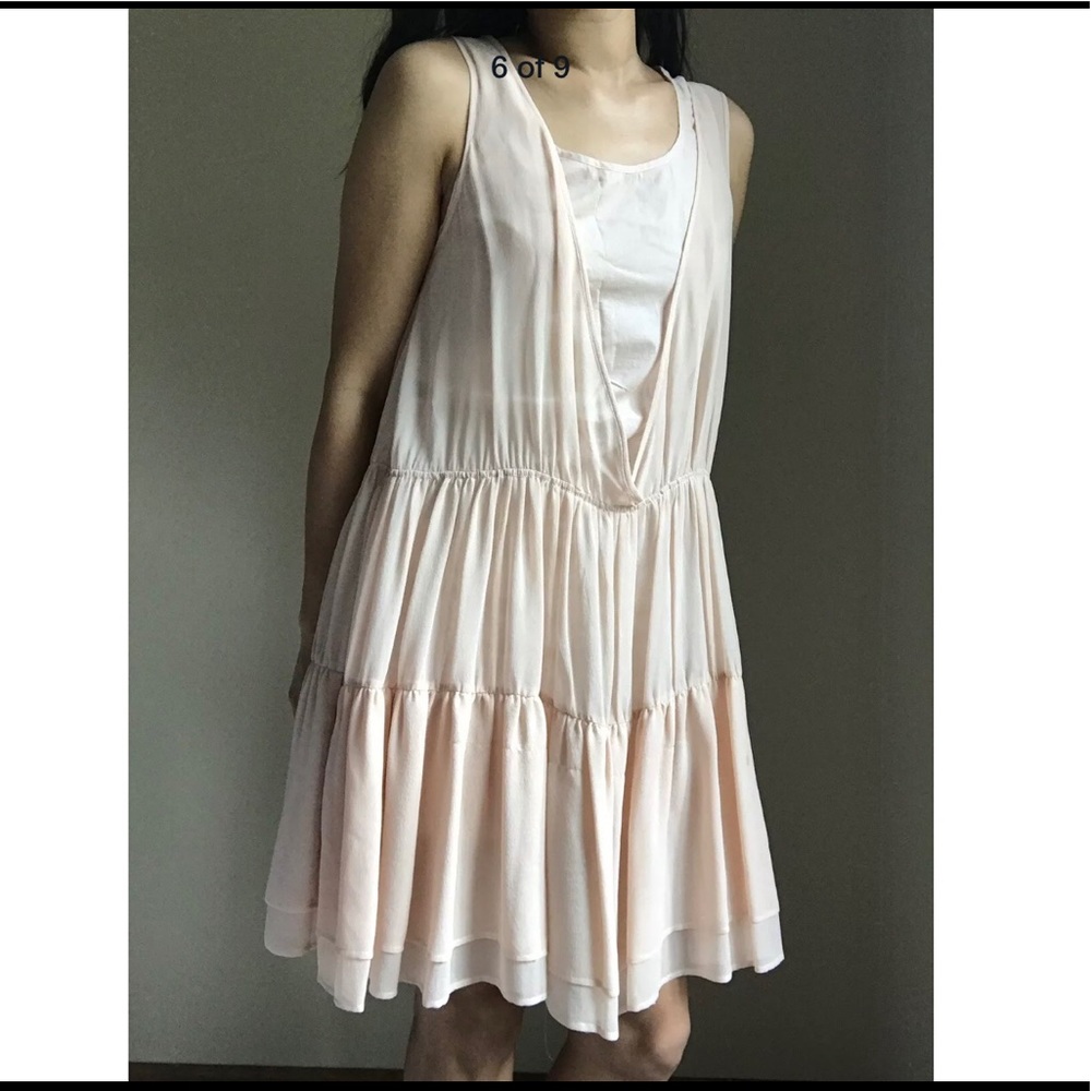 See by Chloe silk ruffle dress nude blush pink